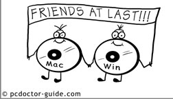 PC Doctor cartoon - Mac and Windows, friends at last!